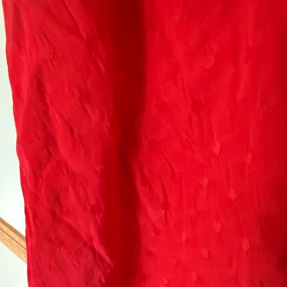 ZARA NEW JACQUARD DOTTED SLIP DRESS RUFFLE TRIM RED SIDE SLIT XL - Picture 9 of 12